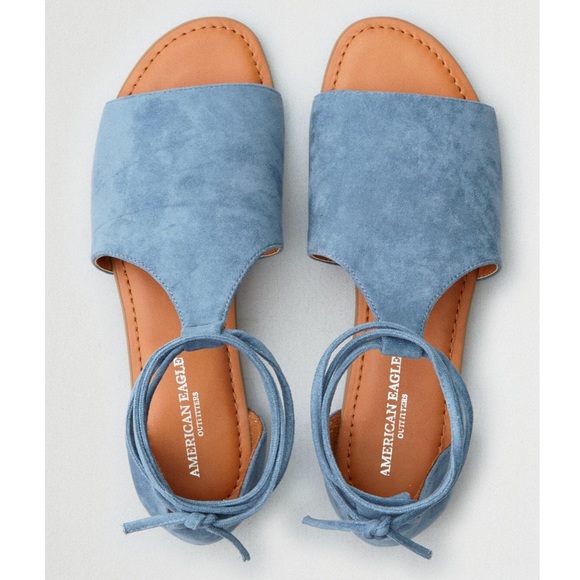 American Eagle Outfitters Shoes - American Eagle Blue Suede Covered Ankle Sandals